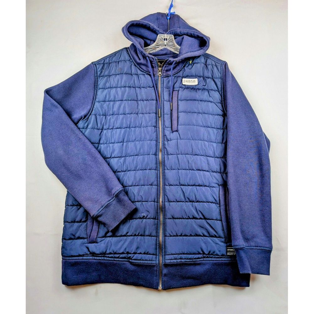 O'Neill Puffer Jacket Men's Large Navy Blue Classic Outdoor‎ Drawstring Full-Zip